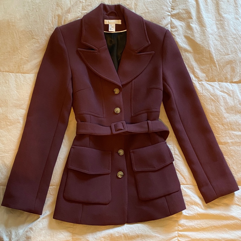 H&M Buttoned Blazer in Burgundy Size 4